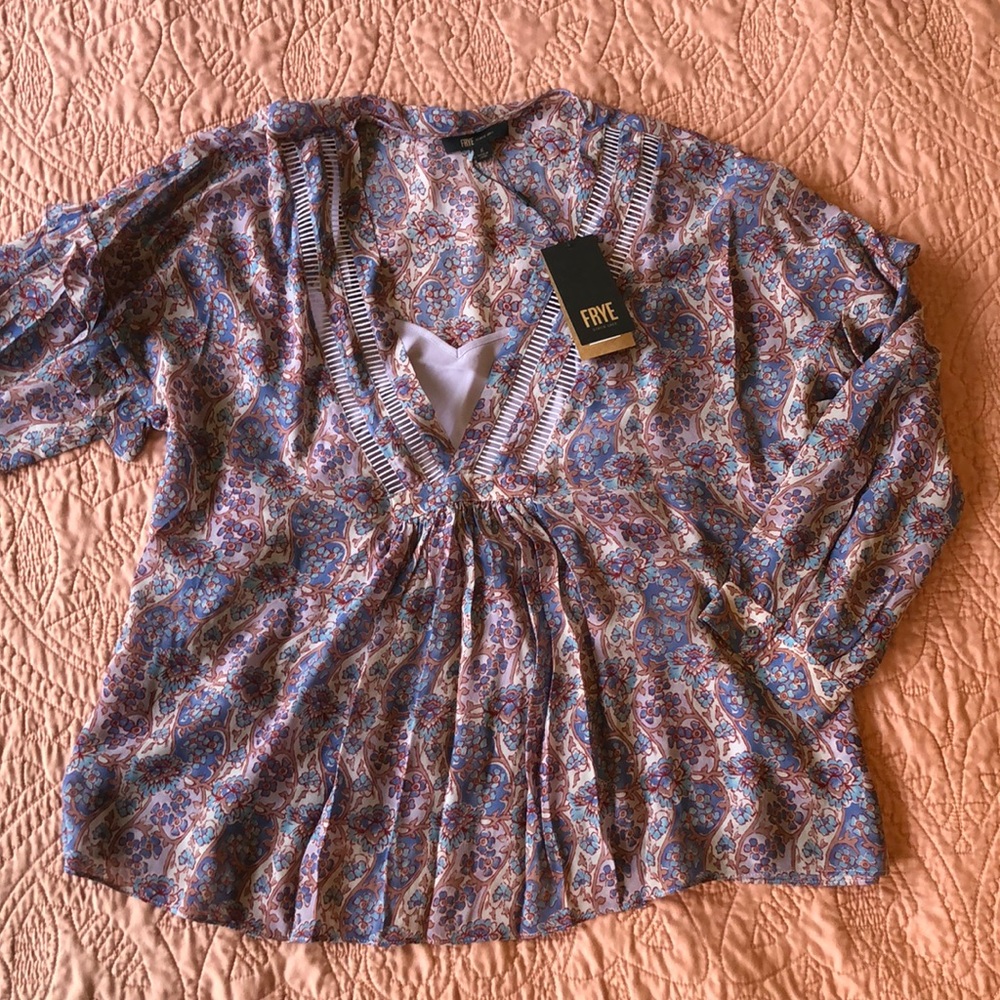 Frye Floral Blouse with Lining, S, NWT